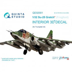 QUINTA STUDIO QD32001 1/32 Su-25 3D-Printed & col. Int. on decal paper
