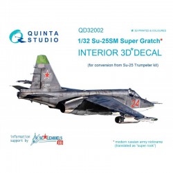QUINTA STUDIO QD32002 1/32 Su-25SM 3D-Printed & col. Int. on decal paper