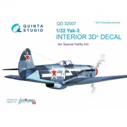 QUINTA STUDIO QD32007 1/32 Yak-3 3D-Printed & col. Int. on decal paper