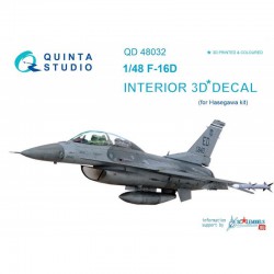 QUINTA STUDIO QD48032 1/48 F-16D 3D-Printed & col. Int. on decal paper