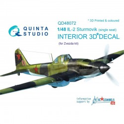 QUINTA STUDIO QD48072 1/48 Il-2 Single seat 3D-Printed & col. Int. on decal paper