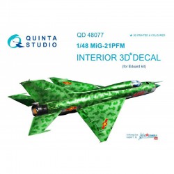 QUINTA STUDIO QD48077 1/48 MiG-21PFM (emerald col. pan.) 3D-P & col. Int. on decal paper