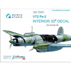 QUINTA STUDIO QD72001 1/72 Pe-2 3D-Printed & col. Int. on decal paper