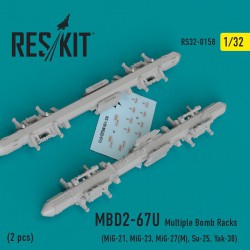 RESKIT RS32-0158 1/32 MBD2-67U 2 pcs Multiple Bomb Racks (MiG-21)
