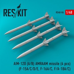 RESKIT RS48-0086 1/48 AIM-120 (A/B) AMRAAM missile (4 pcs)(F-15A/C)
