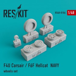 RESKIT RS48-0106 1/48 F4U Corsair / F6F Hellcat NAVY wheels set