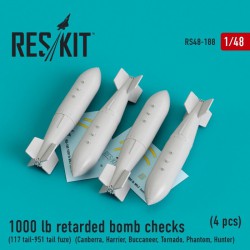 RESKIT RS48-0188 1/48 1000 lb retarded bomb checks (117 tail-951)