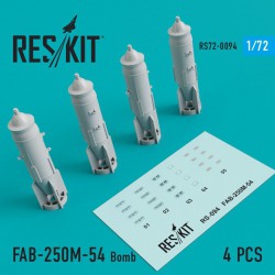 RESKIT RS72-0094 1/72 FAB-250?-54 Bomb (4 pcs) (MiG-21/23/27/29)