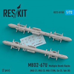 RESKIT RS72-0158 1/72 MBD2-67U (2 pcs) Multiple Bomb Racks (MiG-21)