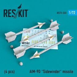 RESKIT RS72-0233 1/72 AIM-9D Sidewinder missile (4 pcs) A-4