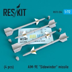 RESKIT RS72-0234 1/72 AIM-9E Sidewinder missile (4 pcs) A-4