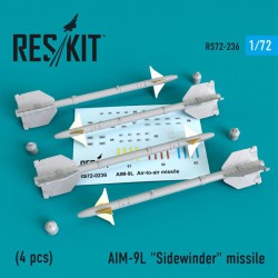 RESKIT RS72-0236 1/72 AIM-9L Sidewinder missile (4 pcs) F4