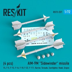 RESKIT RS72-0237 1/72 AIM-9M Sidewinder missile (4 pcs) F4