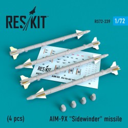 RESKIT RS72-0239 1/72 AIM-9X Sidewinder missile (4 pcs) (F-15)