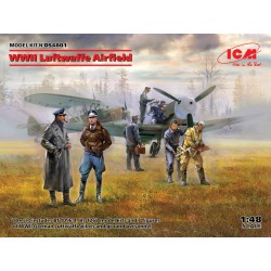 ICM DS4801 1/48 WWII Luftwaffe Airfield(MesserschmittBf109F-4,Hs126B-1,Pilot,Ground Pers(7 fig