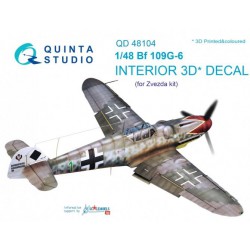 QUINTA STUDIO QD48104 1/48 Bf 109G-6 3D-Printed & coloured Interior on decal paper (for Zvezda kit)