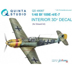 QUINTA STUDIO QD48087 1/48 Bf 109E-4/E-7 3D-Printed & coloured Interior on decal paper (for Eduard kit)