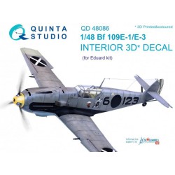 QUINTA STUDIO QD48086 1/48 Bf 109E-1/E-3 3D-Printed & coloured Interior on decal paper (for Eduard kit)