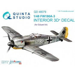 QUINTA STUDIO QD48079 1/48 FW 190A-3 3D-Printed & coloured Interior on decal paper (for Eduard kit)