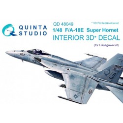 QUINTA STUDIO QD48049 1/48 F/A-18E 3D-Printed & coloured Interior on decal paper (for Hasegawa kit)