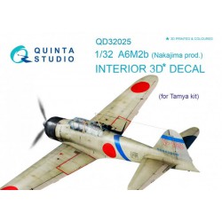 QUINTA STUDIO QD32025 1/32 A6M2b (Nakajima prod.) 3D-Printed & coloured Interior on decal paper (for Tamiya kit)