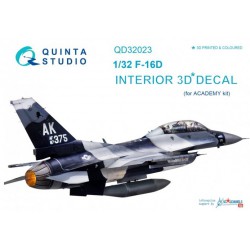 QUINTA STUDIO QD32023 1/32 F-16D 3D-Printed & coloured Interior on decal paper (for Academy kit)
