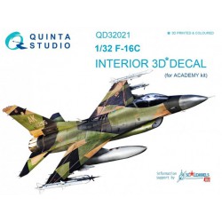 QUINTA STUDIO QD32021 1/32 F-16C 3D-Printed & coloured Interior on decal paper (for Academy kit)