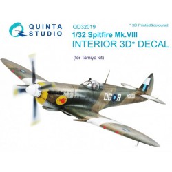 QUINTA STUDIO QD32019 1/32 Spitfire Mk.VIII 3D-Printed & coloured Interior on decal paper (for Tamiya kit)