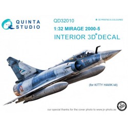 QUINTA STUDIO QD32010 1/32 Mirage 2000-5 3D-Printed & coloured Interior on decal paper (for Kitty Hawk kit)
