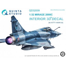 QUINTA STUDIO QD32009 1/32 Mirage 2000C 3D-Printed & coloured Interior on decal paper (for Kitty Hawk kit)