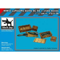BLACK DOG F32128 1/32 WW II Luftwaffe bomb Sc 50 & crate boxes
