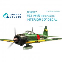 QUINTA STUDIO QD32027 1/32 A6M5 (Nakajima prod.) 3D-Printed & coloured Interior on decal paper (for Tamiya kit)