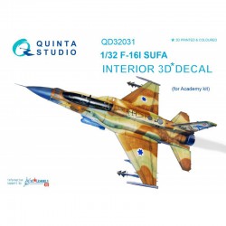 QUINTA STUDIO QD32031 1/32 F-16I 3D-Printed & coloured Interior on decal paper (for Academy kit)