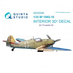 QUINTA STUDIO QD32046 1/32 Bf 109G-10 3D-Printed & coloured Interior on decal paper (for Trumpeter kit)