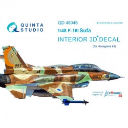 QUINTA STUDIO QD48046 1/48 F-16I 3D-Printed & coloured Interior on decal paper (for Hasegawa kit)