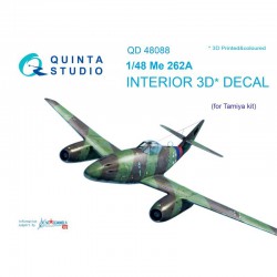 QUINTA STUDIO QD48088 1/48 Me-262A 3D-Printed & coloured Interior on decal paper (for Tamiya kit)