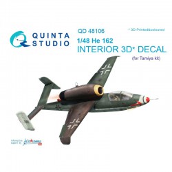 QUINTA STUDIO QD48106 1/48 He-162 3D-Printed & coloured Interior on decal paper (for Tamiya kit)