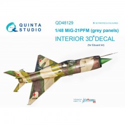 QUINTA STUDIO QD48129 1/48 MiG-21PFM (grey color panels) 3D-Printed & coloured Interior on decal paper (for Eduard kit)