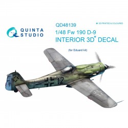QUINTA STUDIO QD48139 1/48 FW 190D-9 3D-Printed & coloured Interior on decal paper (for Eduard kit)