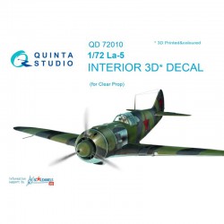 QUINTA STUDIO QD72010 1/72 La-5 3D-Printed & coloured Interior on decal paper (for ClearProp kit)