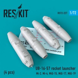 RESKIT RS72-0227 1/72 UB-16-57 rocket launcher (4 pcs) Mi-2, Mi-4, MiG-15, MiG-17, MiG-19