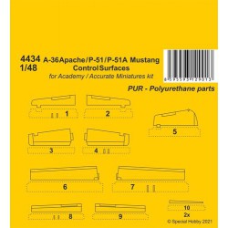 CMK 4434 1/48 A-36 Apache / P-51 / P-51A Mustang Control Surfaces