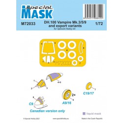 SPECIAL MASK M72033 1/72 DH.100 Vampire Mk.3/5/9 and export variants MASK