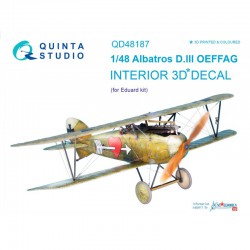 QUINTA STUDIO QD48187 1/48 Albatros D.III OEFFAG 3D-Printed & coloured Interior on decal paper (for Eduard kit)