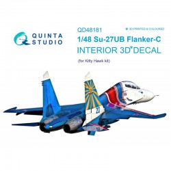 QUINTA STUDIO QD48181 1/48 Su-27UB 3D-Printed & coloured Interior on decal paper (for KittyHawk kit)