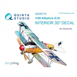 QUINTA STUDIO QD48174 1/48 Albatros D.III 3D-Printed & coloured Interior on decal paper (for Eduard kit)