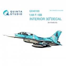 QUINTA STUDIO QD48168 1/48 F-16B 3D-Printed & coloured Interior on decal paper (for Kinetic kit)