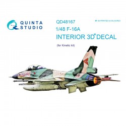 QUINTA STUDIO QD48167 1/48 F-16A 3D-Printed & coloured Interior on decal paper (for Kinetic kit)