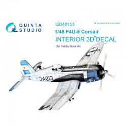 QUINTA STUDIO QD48153 1/48 F4U-5 3D-Printed & coloured Interior on decal paper (for Hobby Boss kit)