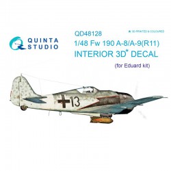 QUINTA STUDIO QD48128 1/48 Fw 190 A-8/A-9 (R11) 3D-Printed & coloured Interior on decal paper (for Eduard kit)